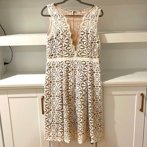 Adiranna Papell White Sheer Illusion Dress - NWT